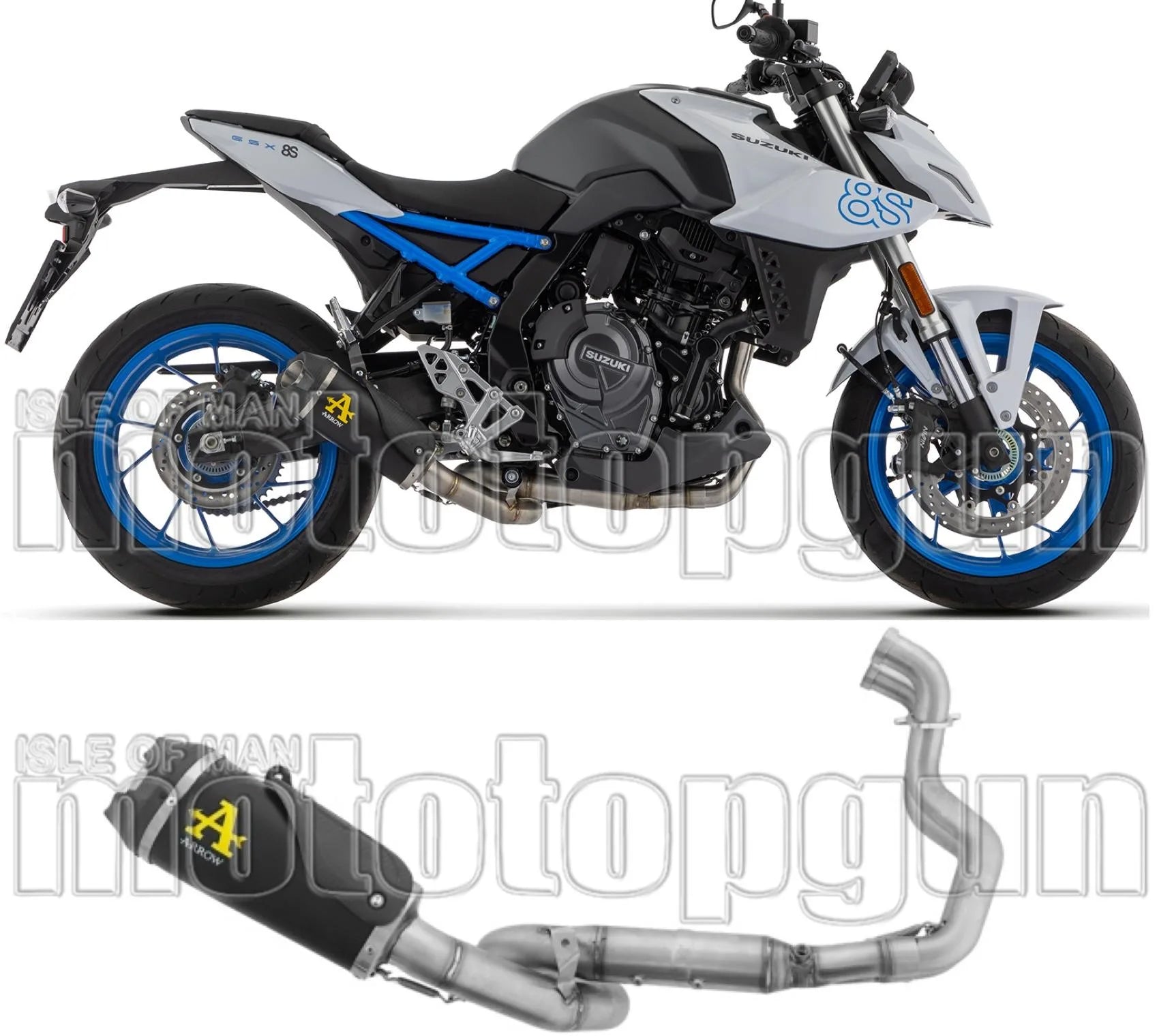 Impianto Di Scarico Completo Non Catalizzato E Senza Omologazione Suono Works Inox Nero Fondello Carby - Arrow Special Parts Compatibile Con Suzuki Gsx 8R (2024-2026)