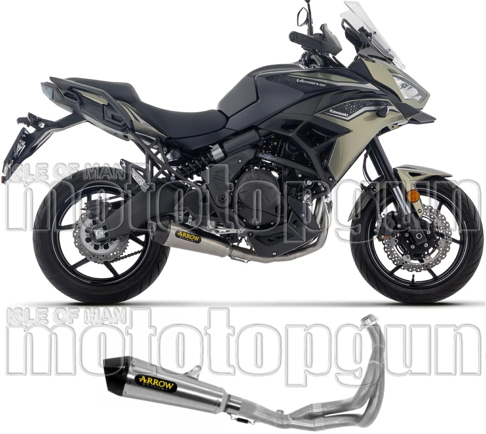 Impianto Di Scarico Completo Non Catalizzato E Senza Omologazione Suono X-Kone Titanio Nero Fondello Carby - Arrow Special Parts Compatibile Con Kawasaki Versys 650 (2025-2026)