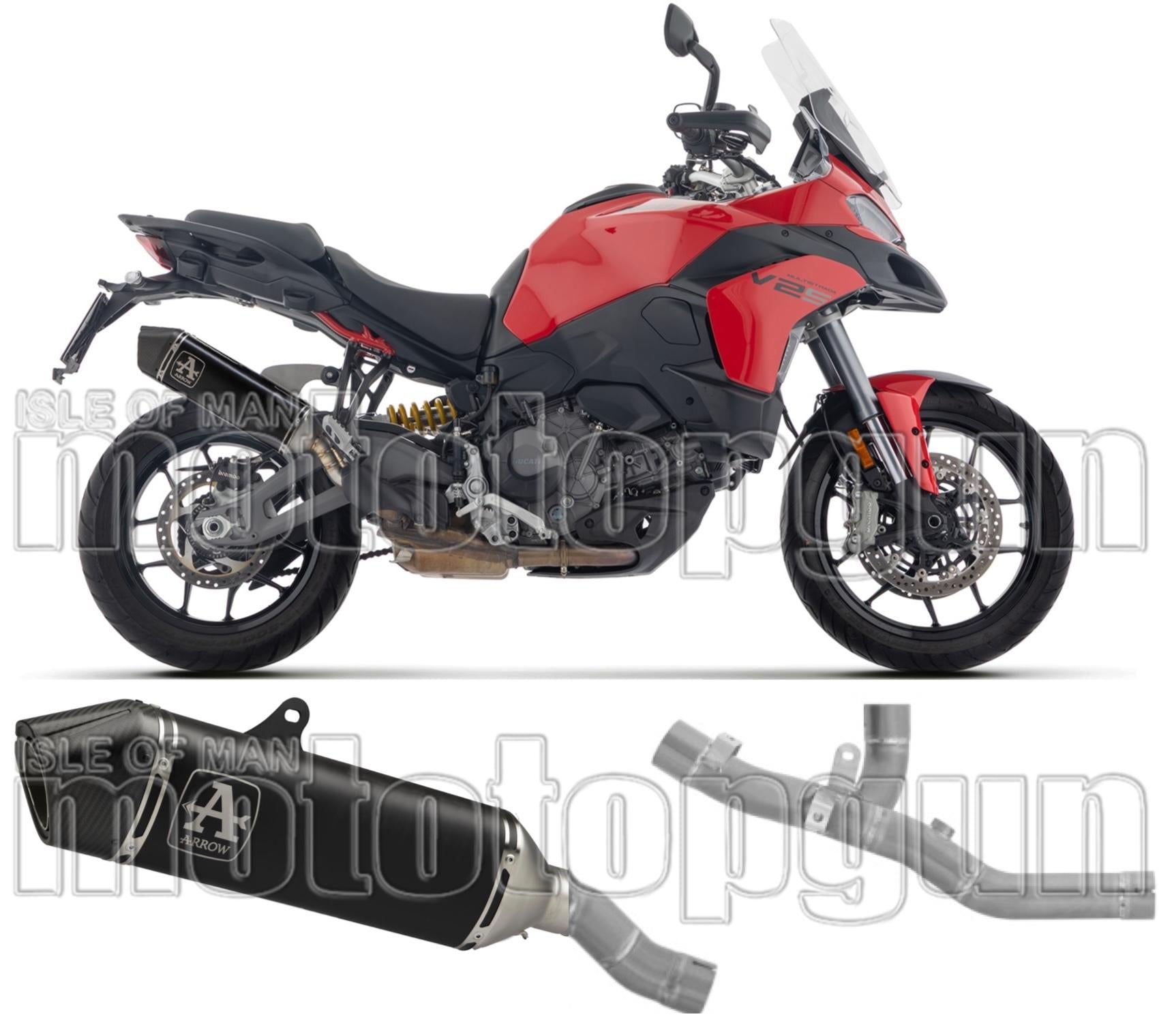 Uncatalysed Exhaust System Without Sound Certification Veloce Black Titanium Carby End Cap - Arrow Special Parts Compatible With Ducati Multistrada V2 - S (2025)