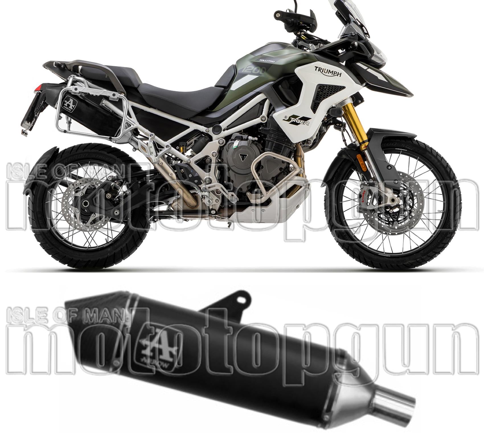 Exhaust Tip Without Sound Certification Veloce Black Aluminium Carbon - Arrow Special Parts Compatible With Triumph Tiger 1200 (2022-2024)