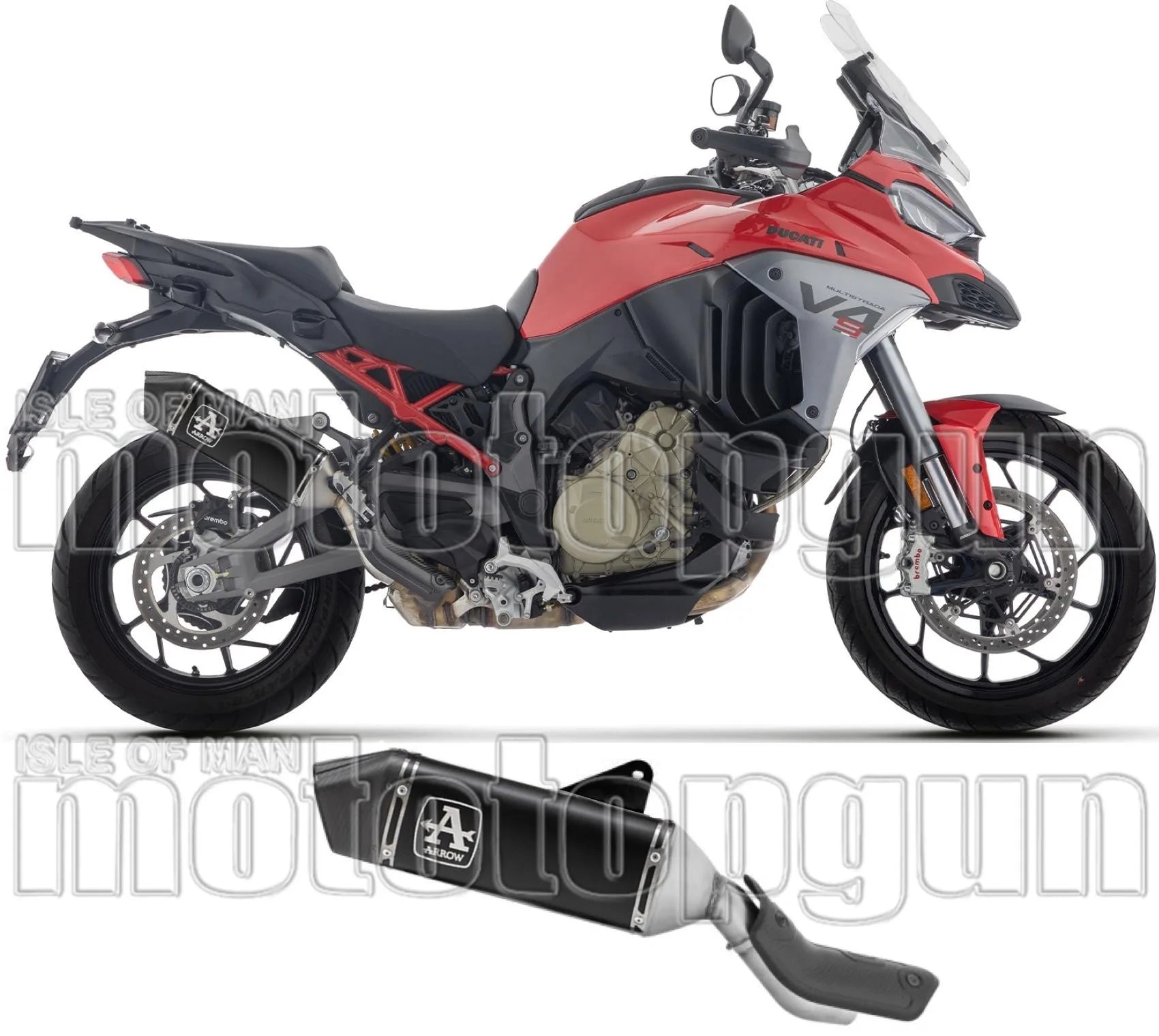Terminale Di Scarico Senza Omologazione Suono Veloce Titanio Nero Fondello Carby - Arrow Special Parts Compatibile Con Ducati Multistrada V4 - S (2025-2026)