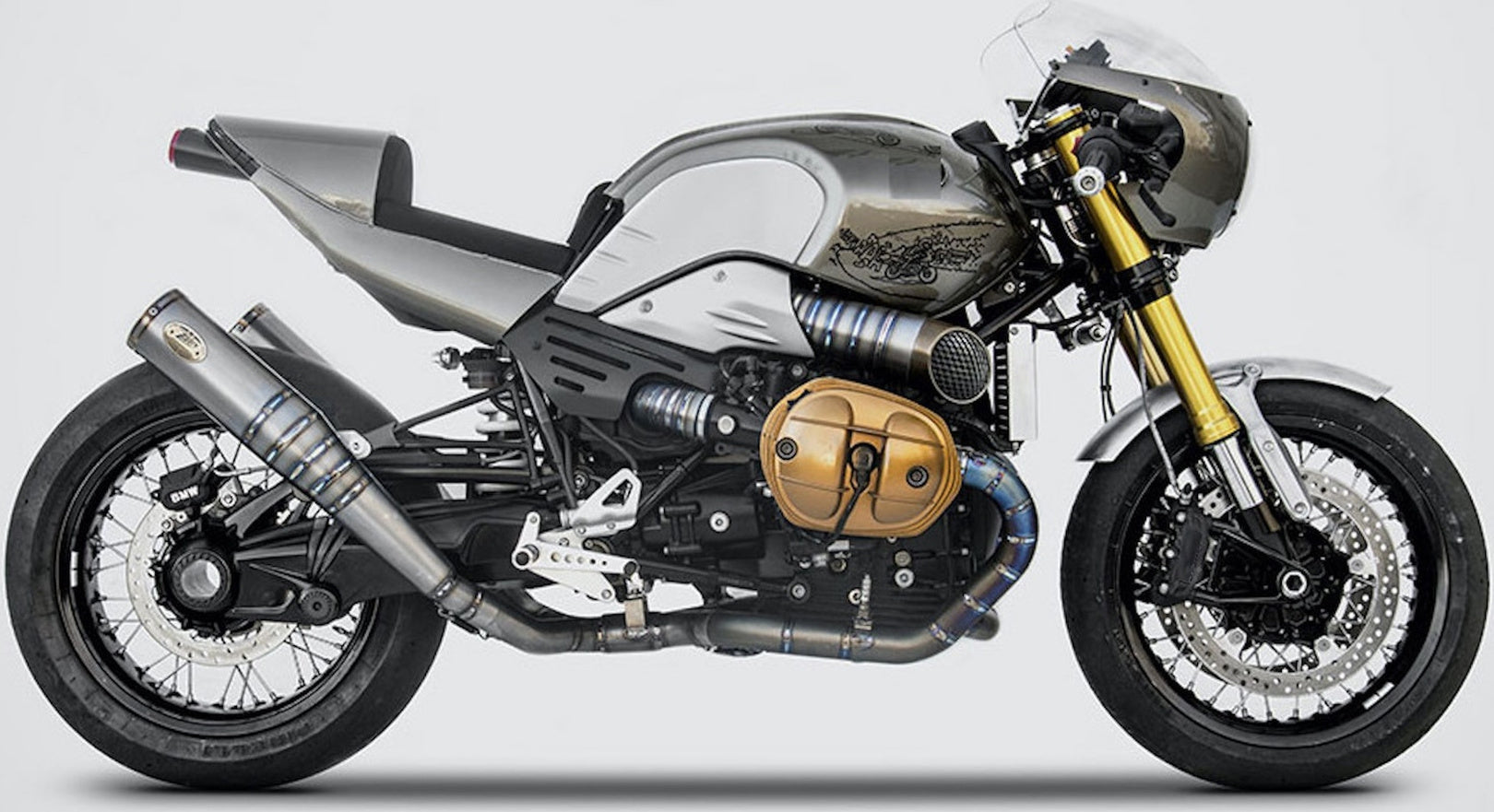 Complete Exhaust System Without Catalytic Converter And Without Sound Certification Capitan Scappamento Titanium - Zard Compatible With Bmw R Nine T 1200 (2015-2020)