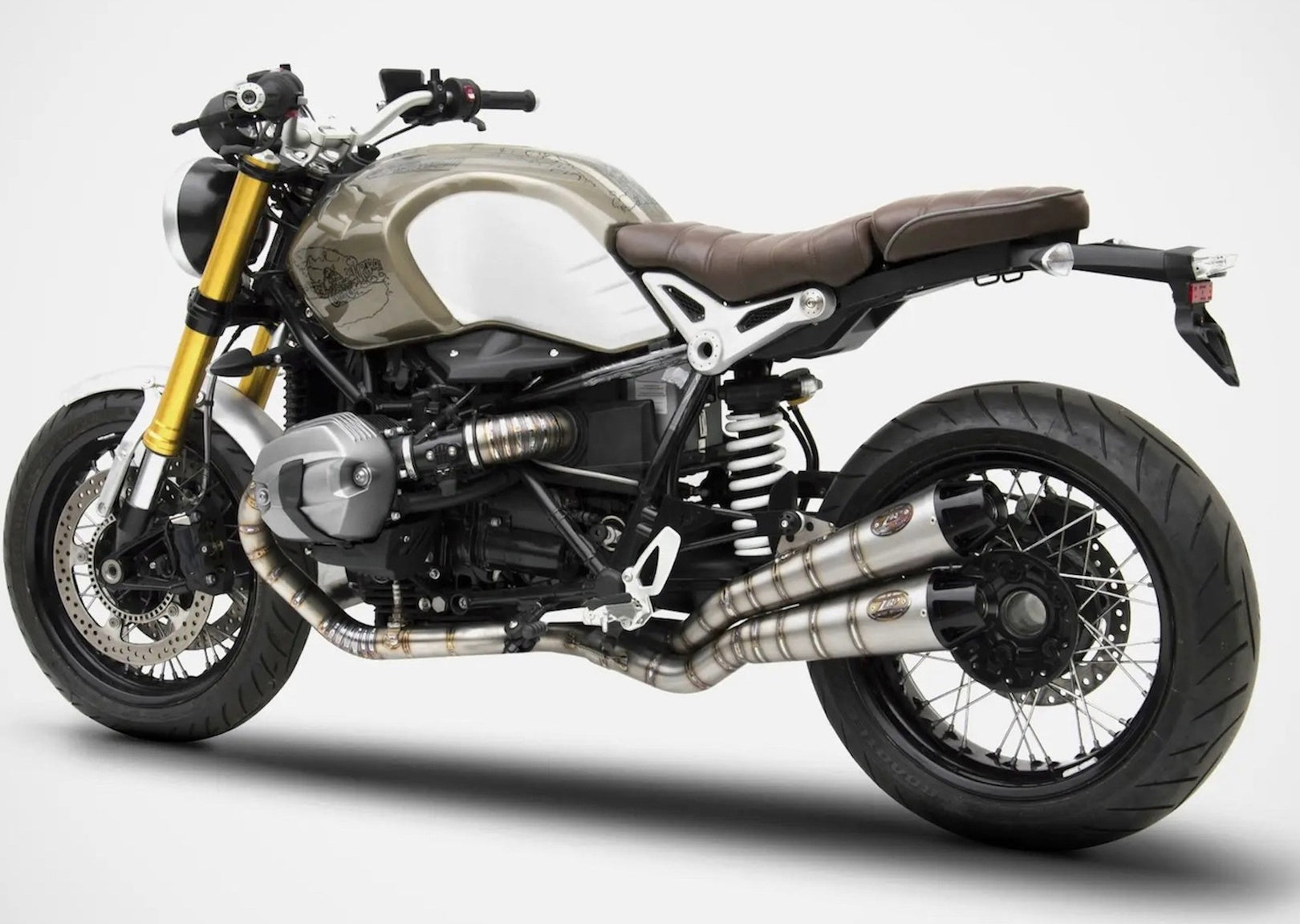 Complete Exhaust System Without Catalytic Converter And Without Sound Certification Overlap Titanium - Zard Compatible With Bmw R Nine T 1200 (2015-2020)