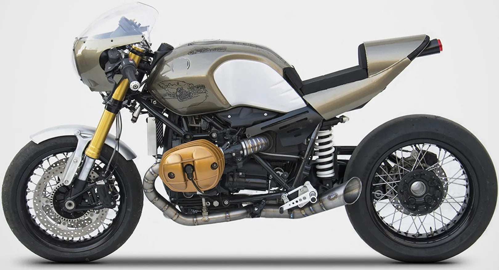 Impianto Di Scarico Completo Non Catalizzato E Senza Omologazione Suono Titanio - Zard Compatibile Con Bmw R Nine T 1200 (2015-2020)