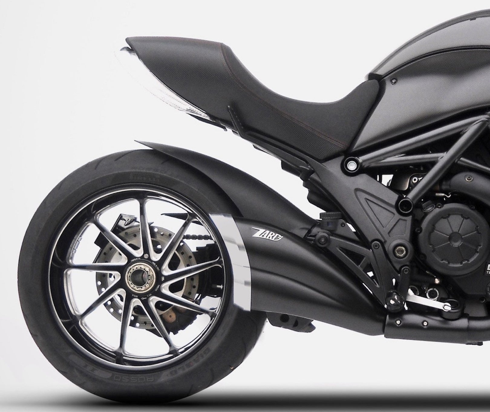 Complete Exhaust System Without Catalytic Converter And Without Sound Certification Steel Black Endcap Carbon - Zard Compatible With Ducati Diavel (2011-2018)