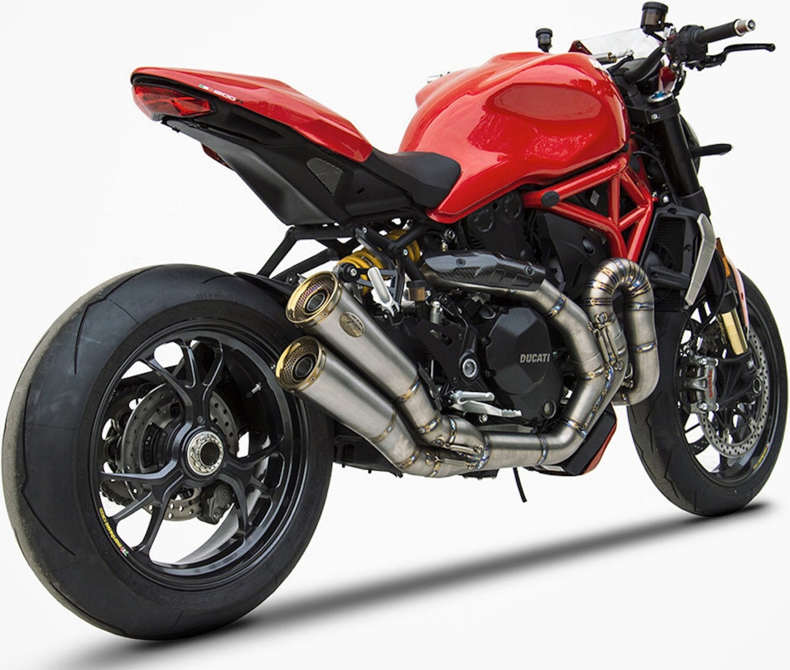 Complete Exhaust System Without Catalytic Converter And Without Sound Certification Stainless Steel Endcap Bronze - Zard Compatible With Ducati Monster 1200 R (2016-2019)