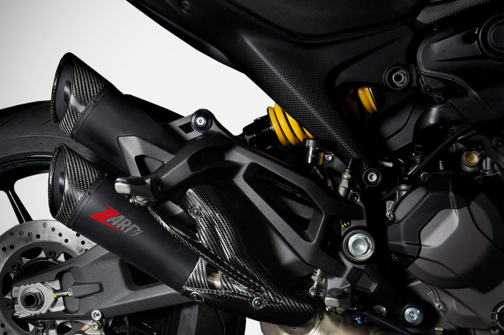 Complete Exhaust System Without Catalytic Converter And Without Sound Certification Steel Black Endcap Carbon - Zard Compatible With Ducati Monster 937 (2021-2023)