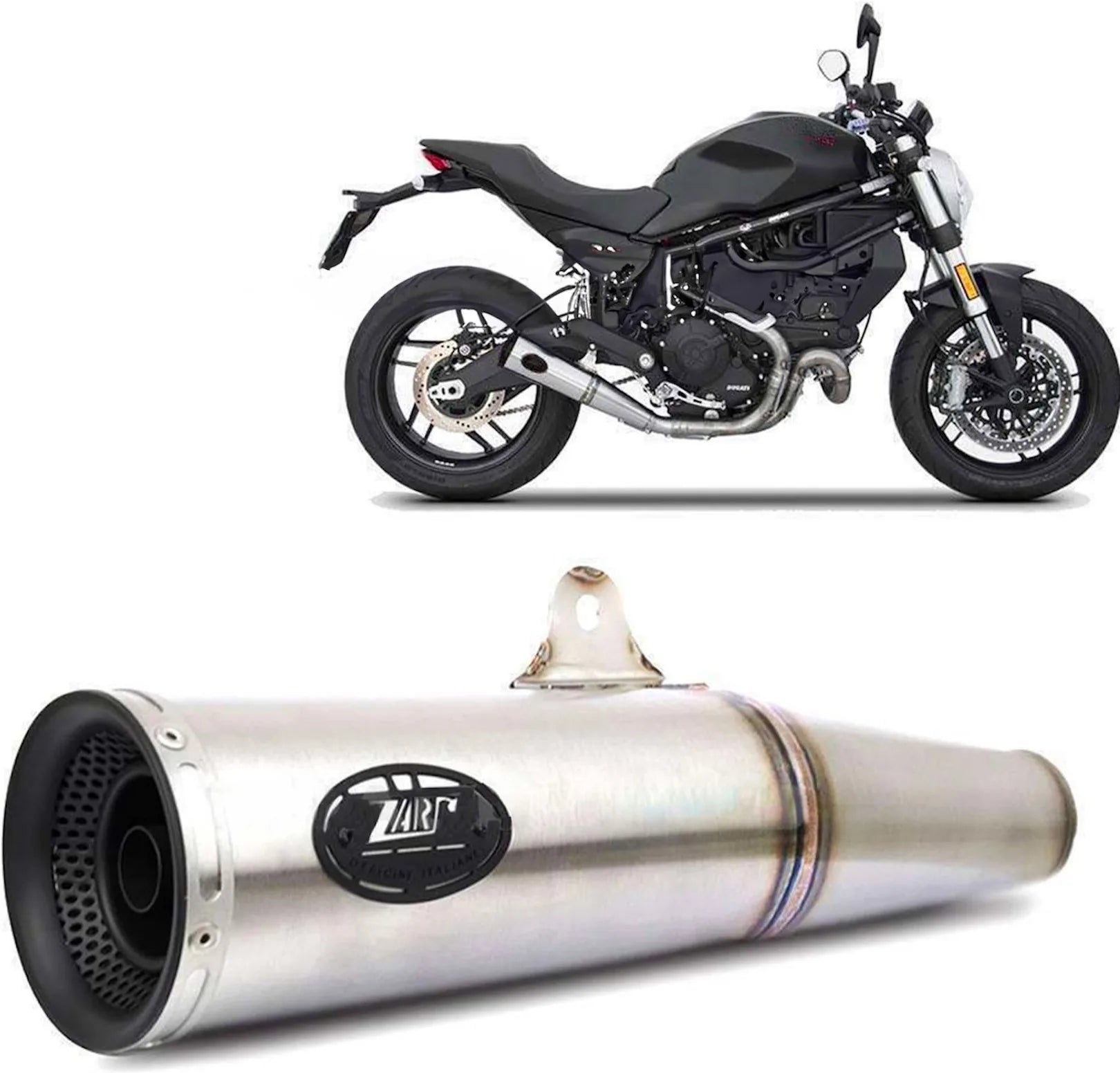 Terminale Di Scarico Senza Omologazione Suono Zuma Acciaio Coppa Alluminio Nero - Zard Compatibile Con Ducati Scrambler 800 Desert Sled (2017-2019)