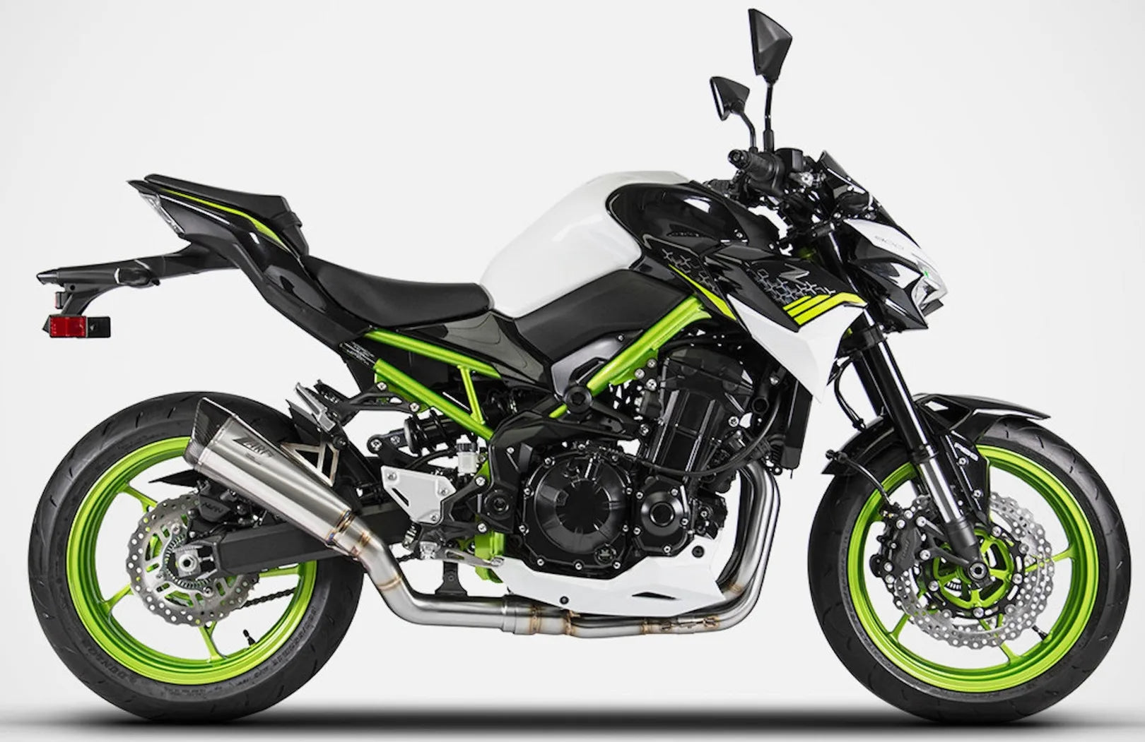 Impianto Di Scarico Completo Non Catalizzato E Senza Omologazione Suono Titanio Coppa Carbonio - Zard Compatibile Con Kawasaki Z 900 (2020-2023)