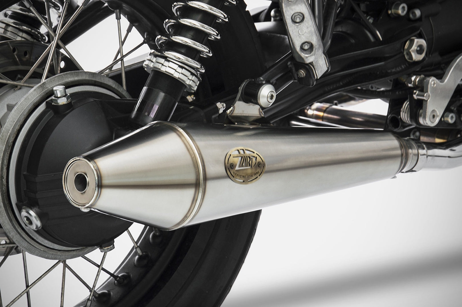 Exhaust Tip Without Sound Certification Conical Stainless Steel Polish - Zard Compatible With Moto Guzzi V7 Café Racer (2009-2012)
