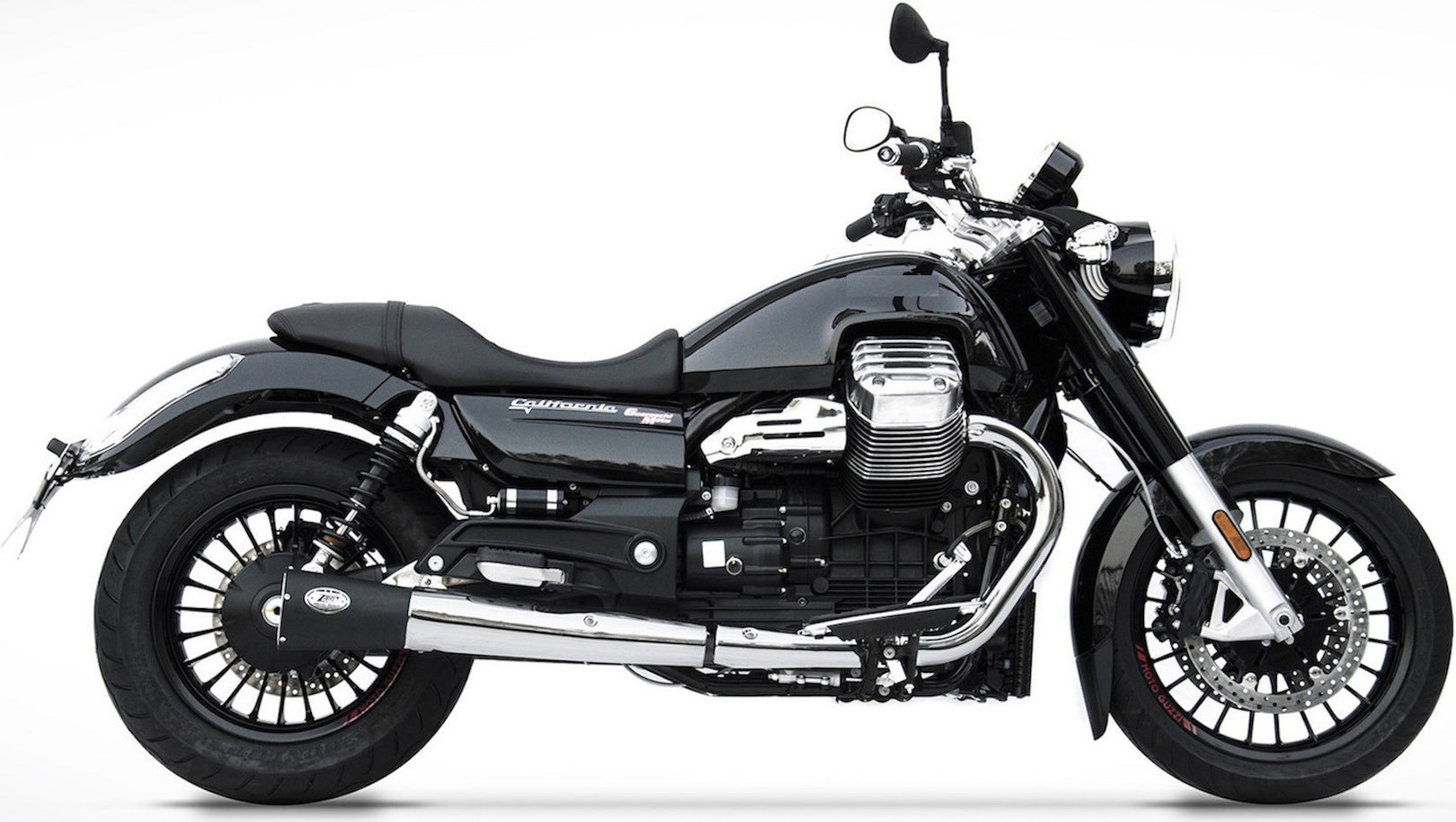 Exhaust Tip Without Sound Certification Steel Black - Zard Compatible With Moto Guzzi California (2014-2019)