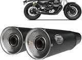 Exhaust Tip Without Sound Certification Big Steel Black Endcap Aluminium - Zard Compatible With Moto Guzzi V9 Roamer (2016-2019)