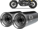 Exhaust Tip Without Sound Certification Slim Steel Black Endcap Aluminium - Zard Compatible With Moto Guzzi V9 Roamer (2016-2019)