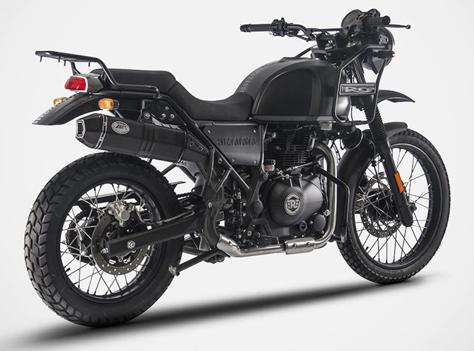 Terminale Di Scarico Senza Omologazione Suono Penta High Acciaio Nero Coppa Carbonio - Zard Compatibile Con Royal Enfield Himalayan (2021-2023)