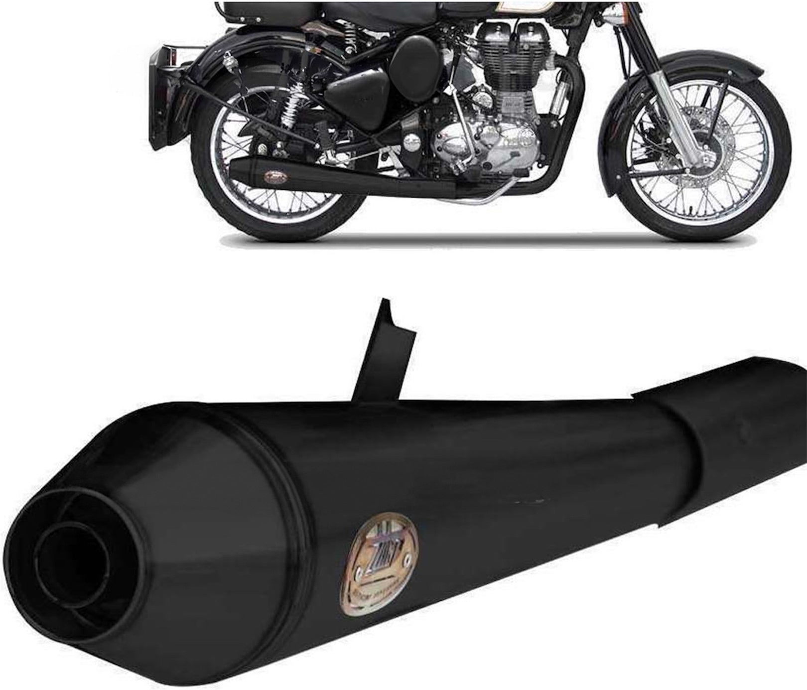 Exhaust Tip Without Sound Certification Conical Steel Black - Zard Compatible With Royal Enfield Bullet 350 (2006-2009)