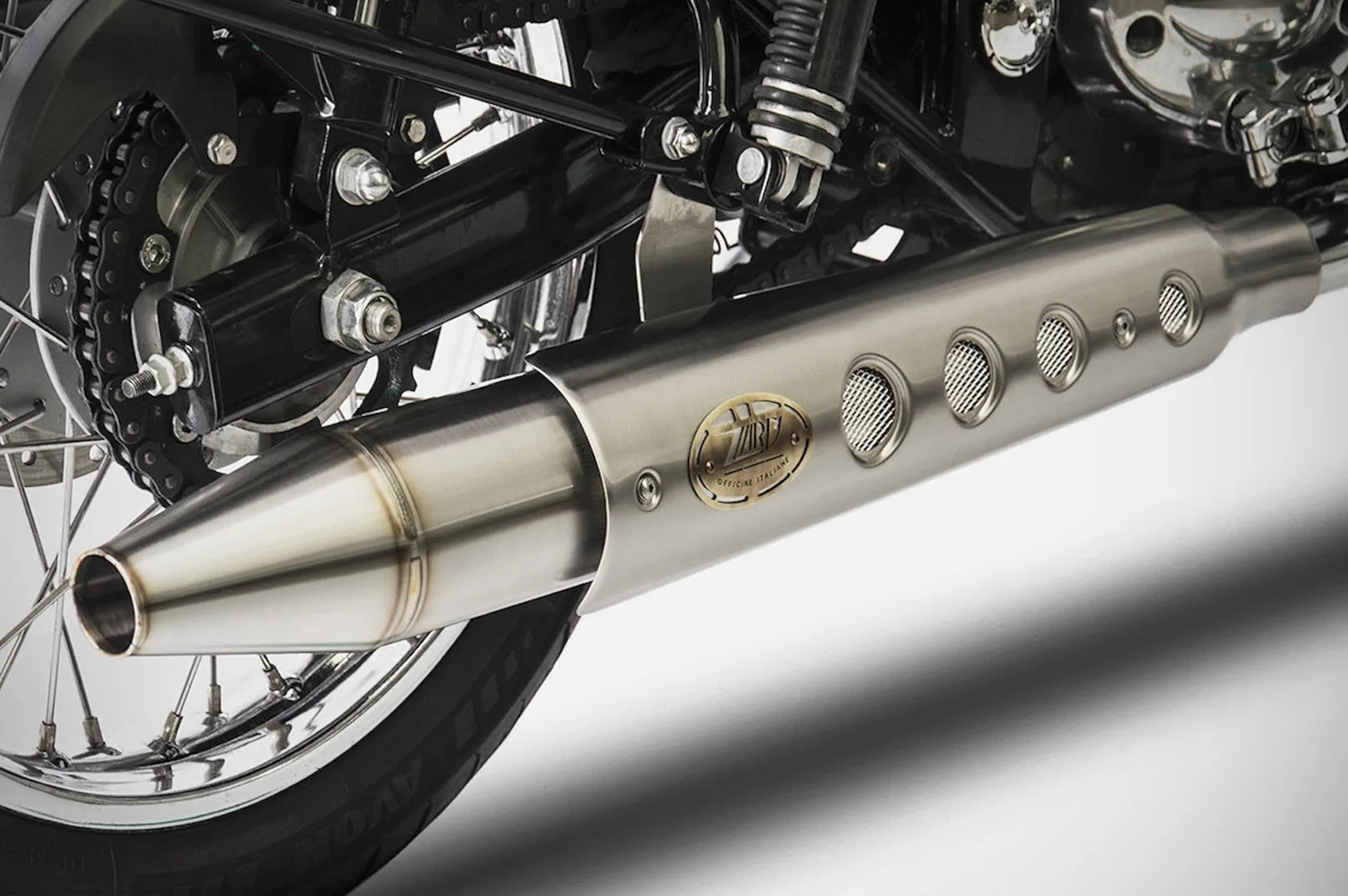 Terminale Di Scarico Senza Omologazione Suono Acciaio Lucido - Zard Compatibile Con Royal Enfield Interceptor 650 (2019-2023)
