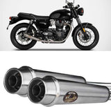 Terminale Di Scarico Senza Omologazione Suono Acciaio Lucido - Zard Compatibile Con Triumph Bonneville T120 (2021-2023)