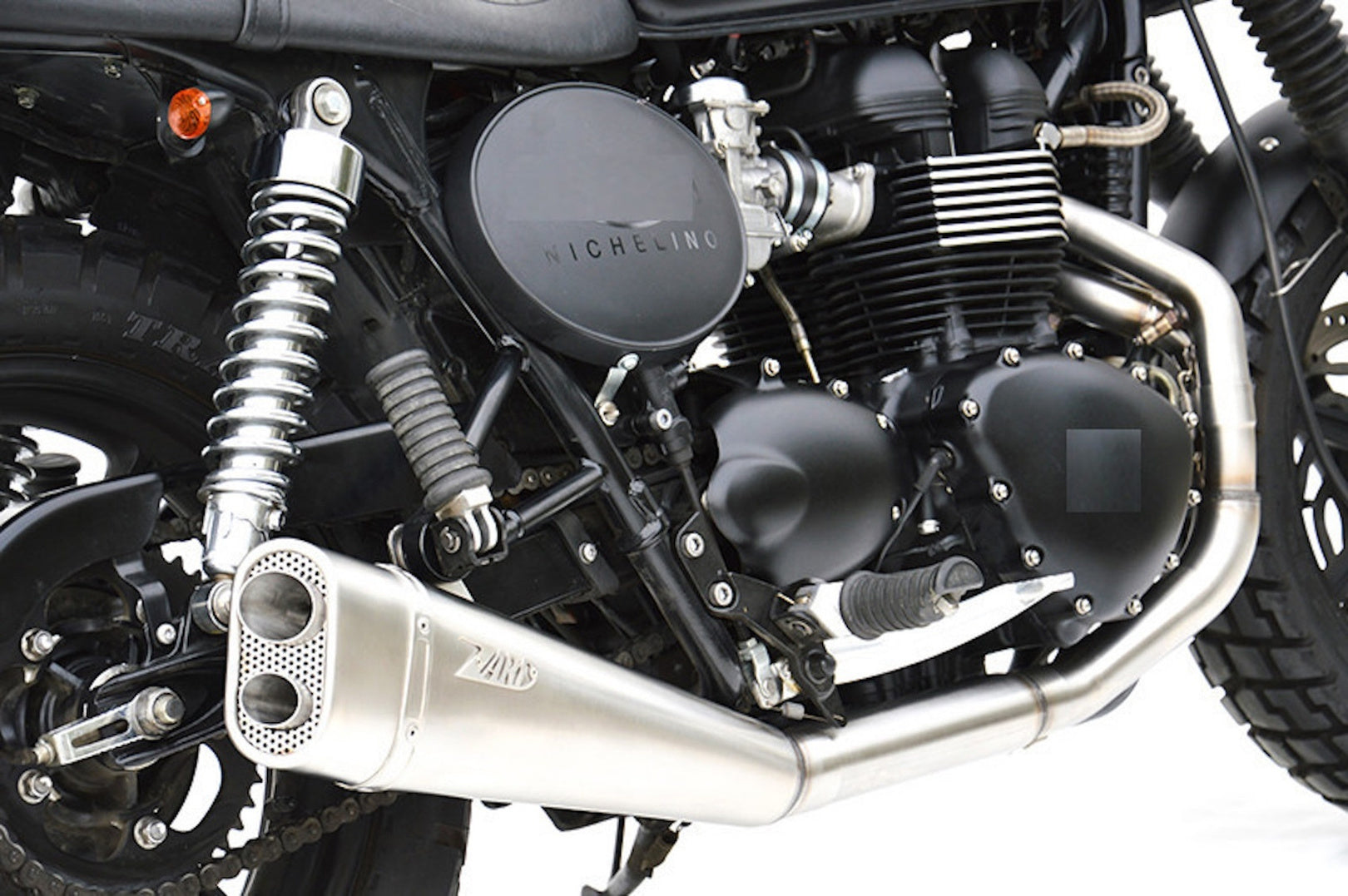 Complete Exhaust System Without Catalytic Converter And Without Sound Certification Short Low Stainless Steel - Zard Compatible With Triumph Thruxton 900 (2001-2016)