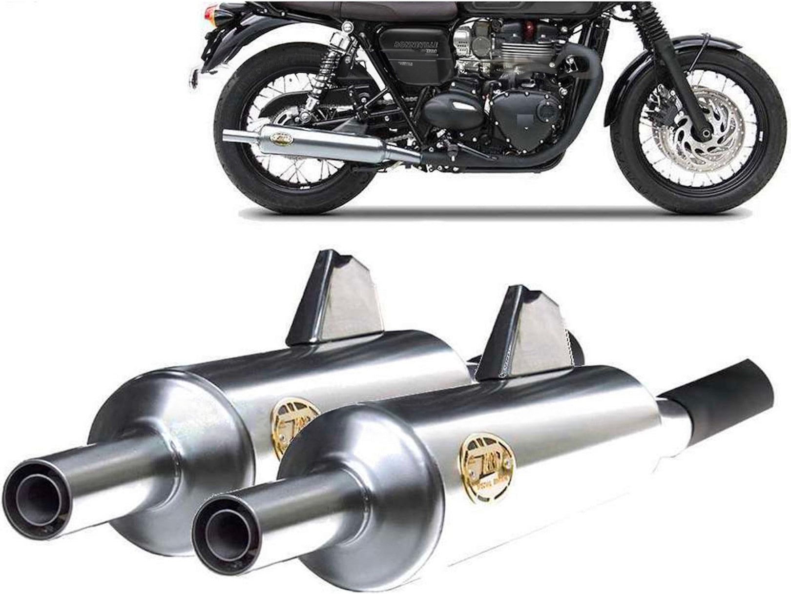 Exhaust Tip Without Sound Certification Bottle Stainless Steel Polish - Zard Compatible With Triumph Bonneville T100 (2016-2020)