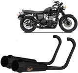 Impianto Di Scarico Completo Non Catalizzato E Senza Omologazione Suono Acciaio Nero - Zard Compatibile Con Triumph Bonneville T100 (2017-2023)