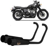 Complete Exhaust System Without Catalytic Converter And Without Sound Certification Back Steel Black - Zard Compatible With Triumph Bonneville T100 (2017-2023)