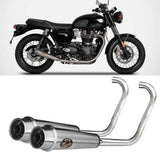 Impianto Di Scarico Completo Non Catalizzato E Senza Omologazione Suono Acciaio - Zard Compatibile Con Triumph Bonneville T120 (2016-2020)