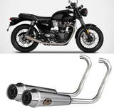 Complete Exhaust System Without Catalytic Converter And Without Sound Certification Back Stainless Steel Polish - Zard Compatible With Triumph Bonneville T120 (2016-2023)