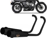 Impianto Di Scarico Completo Non Catalizzato E Senza Omologazione Suono Acciaio Nero - Zard Compatibile Con Triumph Bonneville T100 (2001-2016)