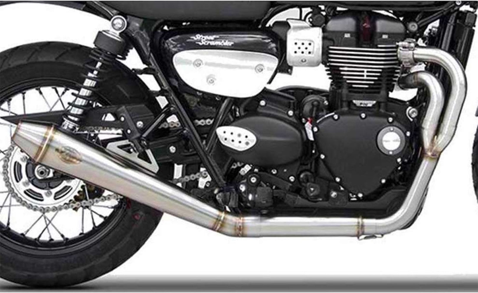 Complete Exhaust System Without Catalytic Converter And Without Sound Certification Conical Low Stainless Steel - Zard Compatible With Triumph Street Scrambler 900 (2017-2023)