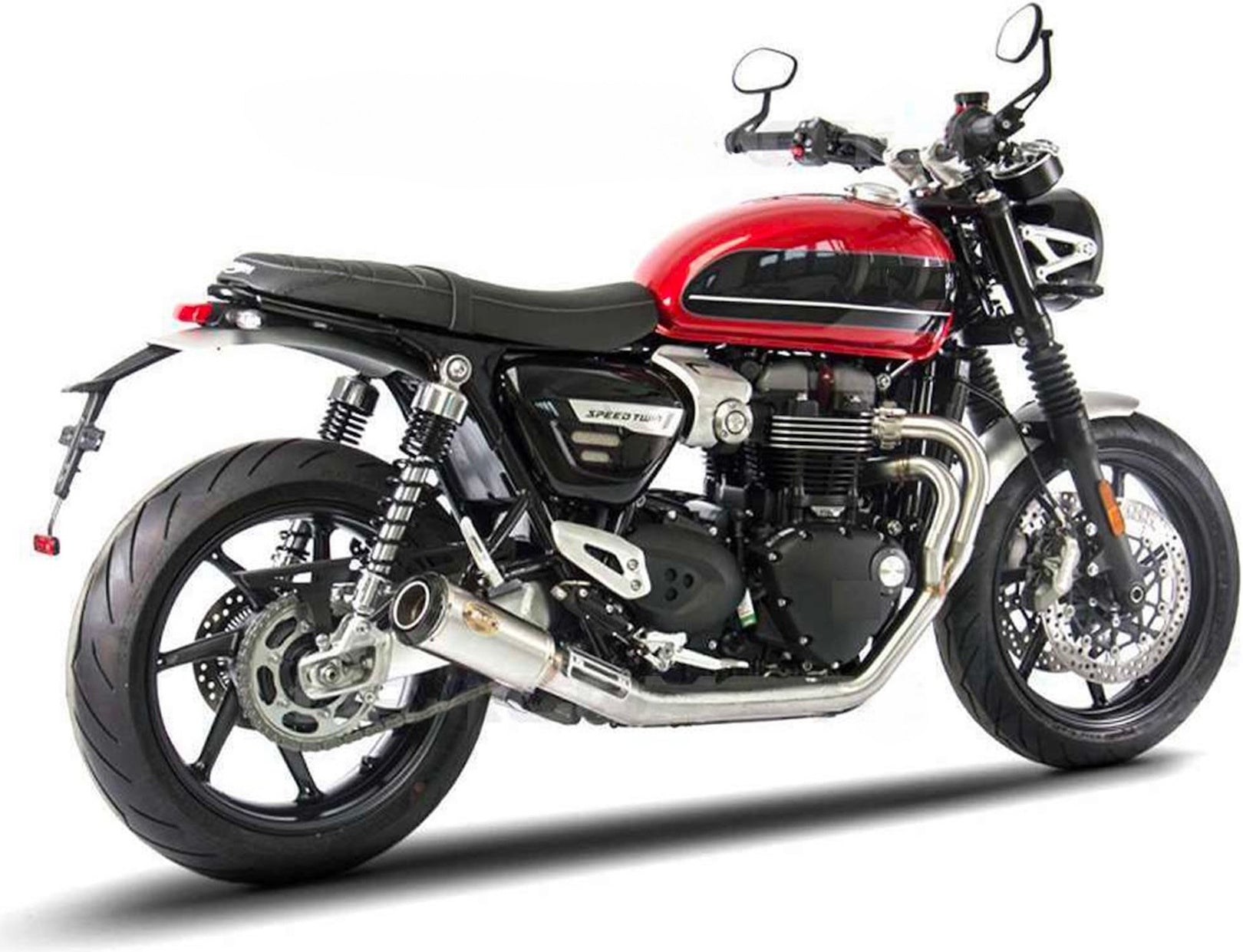 Complete Exhaust System Without Catalytic Converter And Without Sound Certification Sp Stainless Steel Endcap Carbon - Zard Compatible With Triumph Thruxton 1200 R Rs (2021-2023)