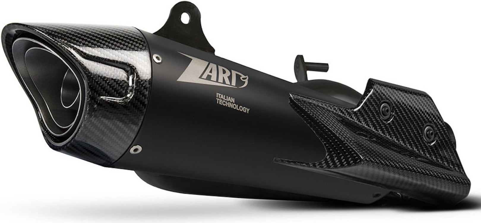 Exhaust Tip Without Sound Certification Titanium Black Endcap Carbon - Zard Compatible With Triumph Street Triple 765 (2020-2022)