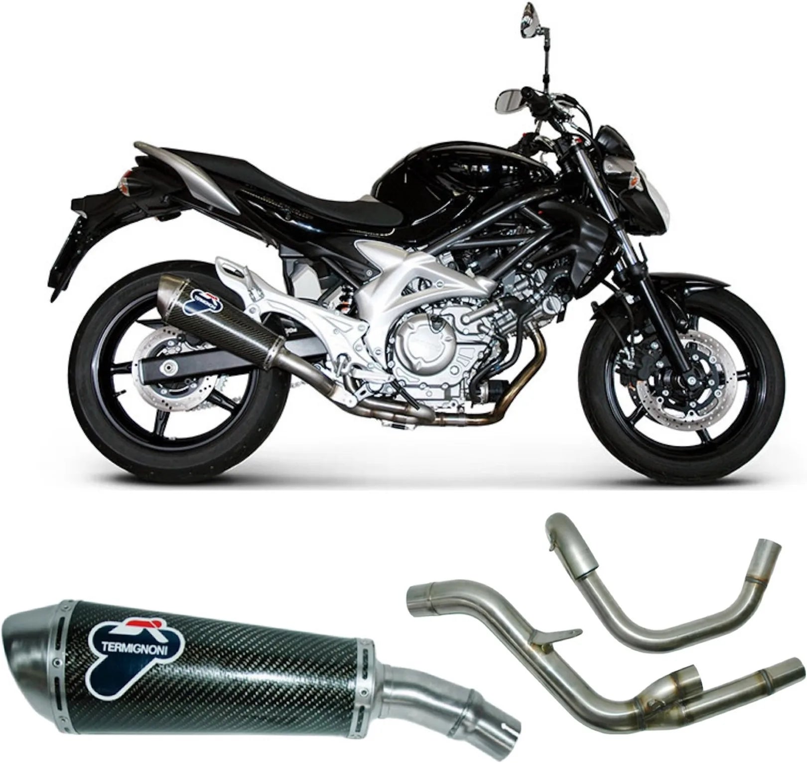 Terminale Di Scarico Con Omologazione Suono Oval Carbonio - Termignoni Compatibile Con Suzuki Gladius (2009-2019)