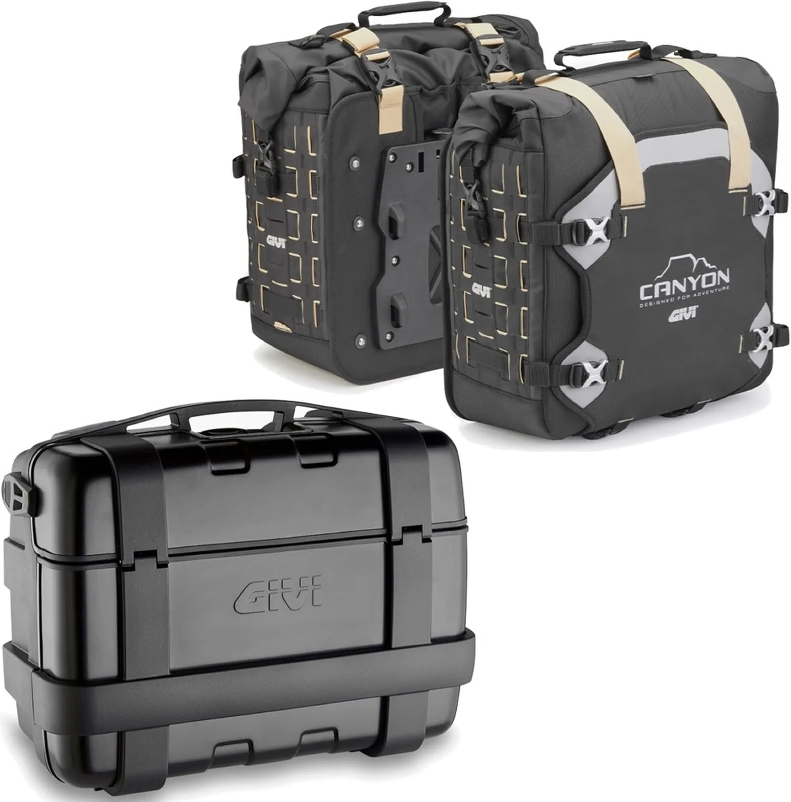 Bauletto + Borse Laterali Trekker Canyon Nero 103 Lt Trekker Canyon Plastica - Givi Compatibile Con Yamaha Mt-07 (2021-2024)