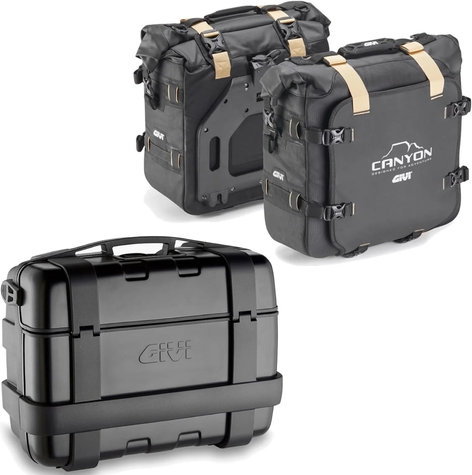 Bauletto + Borse Laterali Trekker Canyon Nero 83 Lt Trekker Canyon Plastica - Givi Compatibile Con Yamaha Mt-07 (2018-2020)