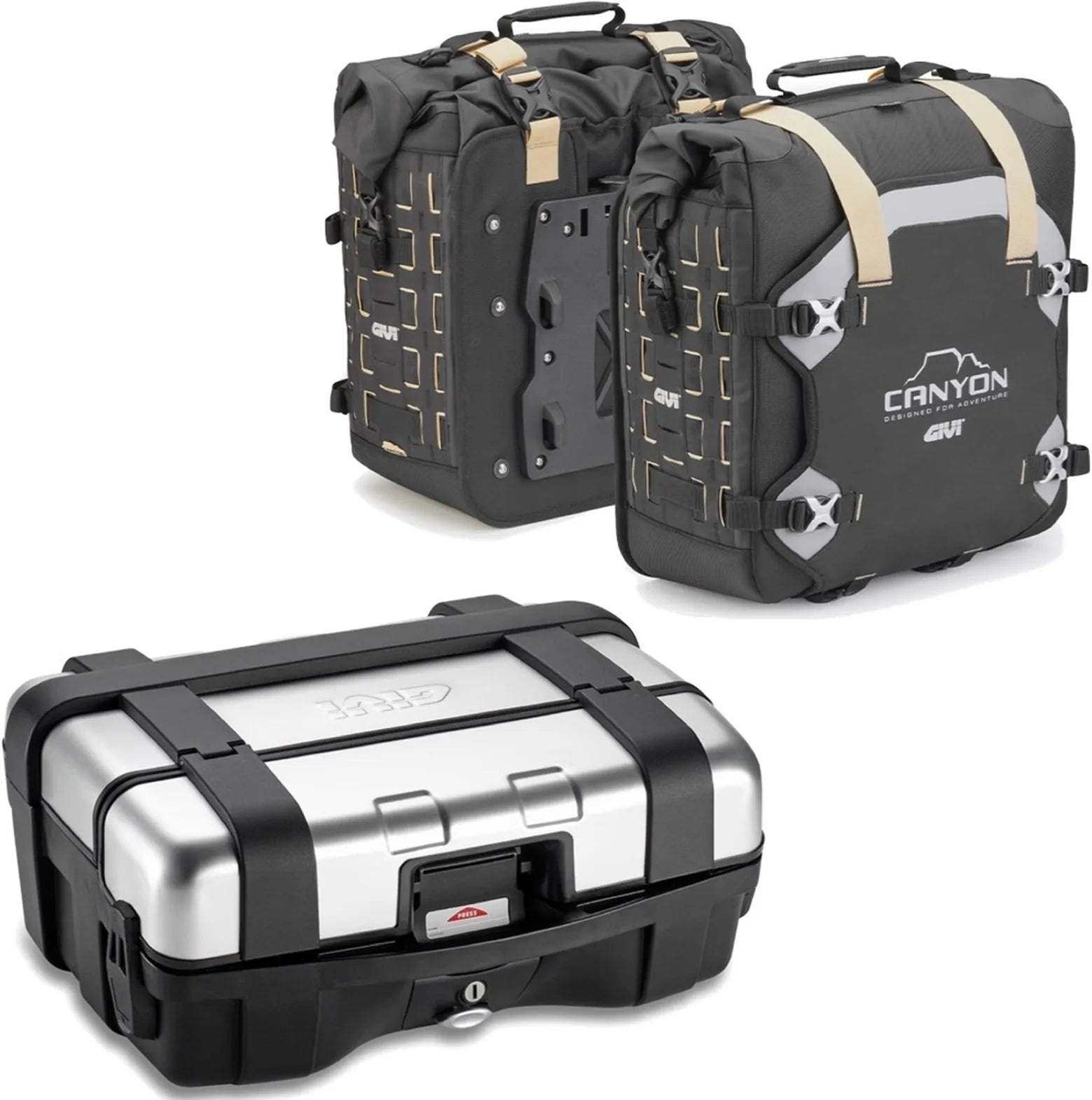 Bauletto + Borse Laterali Trekker Canyon 103 Lt Trekker Canyon Plastica - Givi Compatibile Con Yamaha Mt-07 (2021-2024)