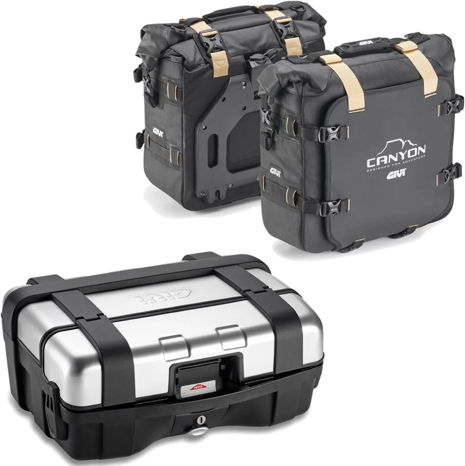 Bauletto + Borse Laterali Trekker Canyon 83 Lt Trekker Canyon Plastica - Givi Compatibile Con Yamaha Mt-07 (2021-2024)