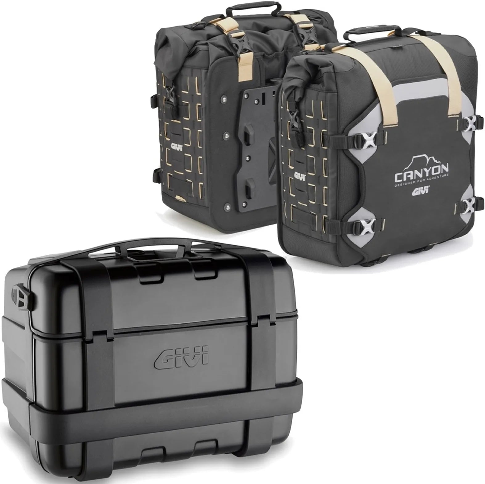 Bauletto + Borse Laterali Trekker Canyon Nero 116 Lt Trekker Canyon Plastica - Givi Compatibile Con Yamaha Mt-07 (2021-2024)