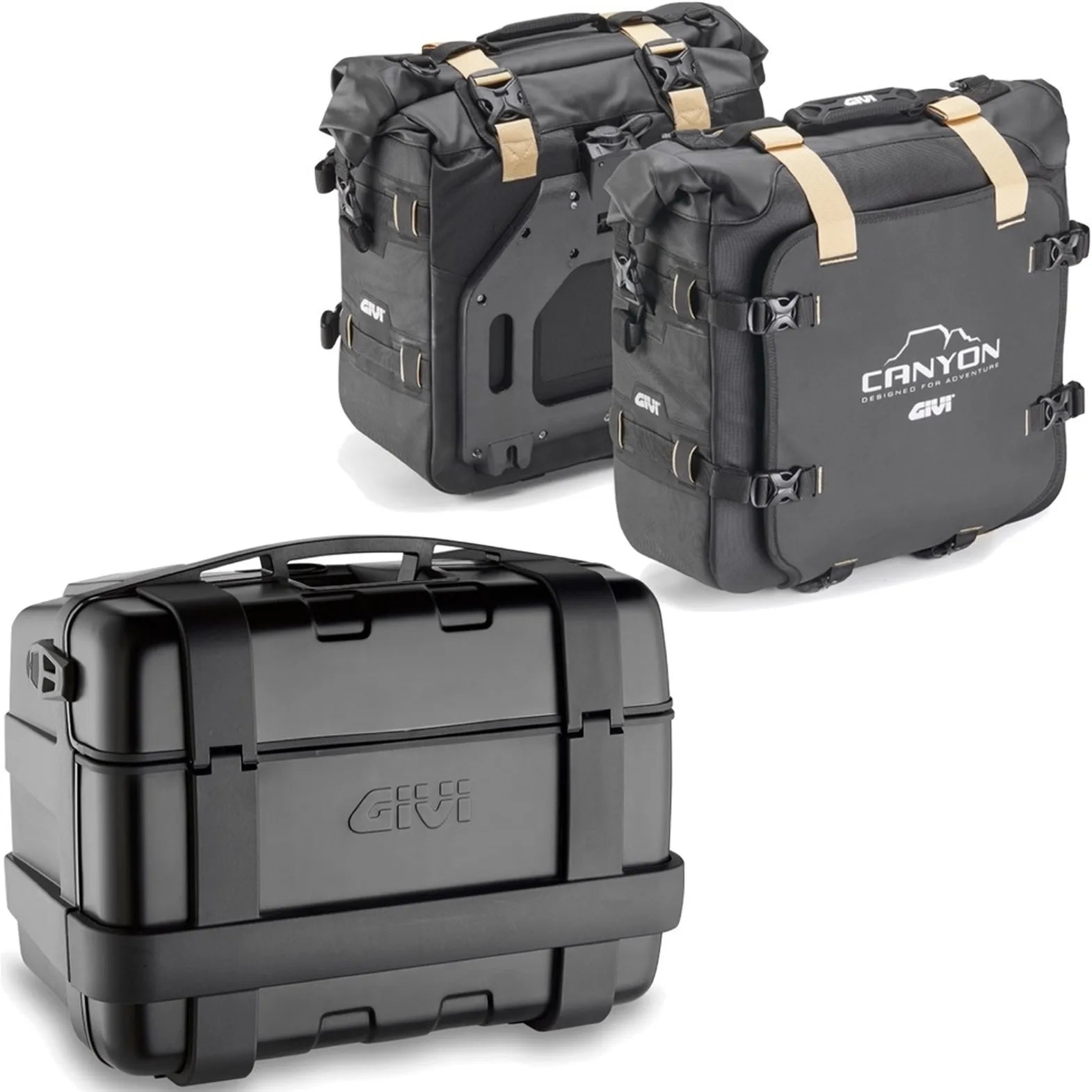 Bauletto + Borse Laterali Trekker Canyon Nero 96 Lt Trekker Canyon Plastica - Givi Compatibile Con Yamaha Mt-07 (2018-2020)