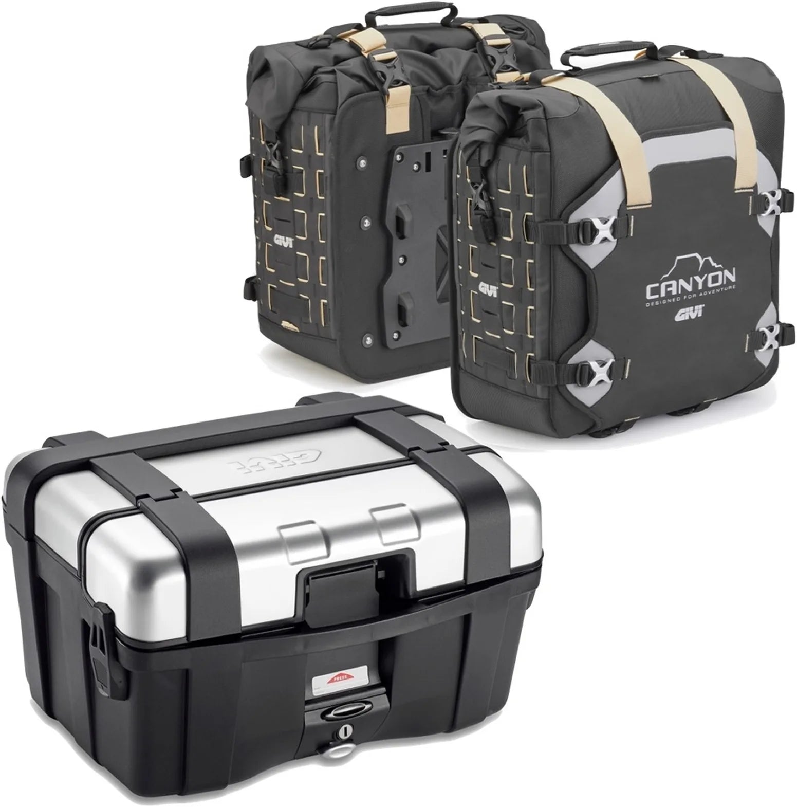 Bauletto + Borse Laterali Trekker Canyon 116 Lt Trekker Canyon Plastica - Givi Compatibile Con Yamaha Fz-6 - Fazer (2004-2006)