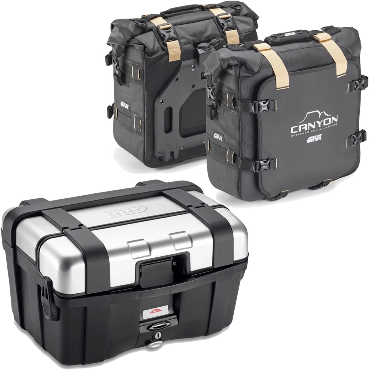 Bauletto + Borse Laterali Trekker Canyon 96 Lt Trekker Canyon Plastica - Givi Compatibile Con Yamaha Fz-6 - Fazer (2004-2006)