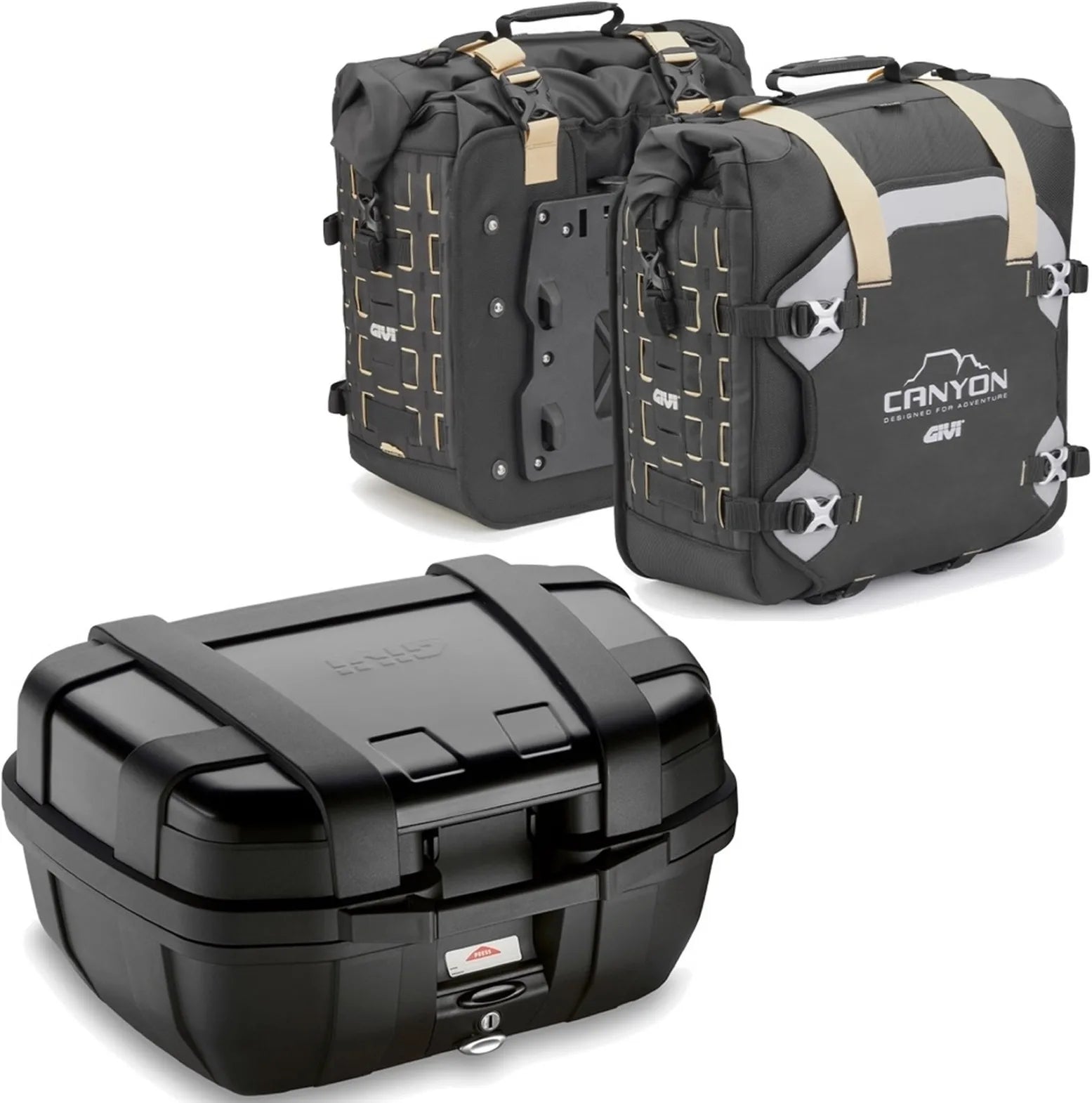 Bauletto + Borse Laterali Trekker Canyon Nero 122 Lt Trekker Canyon Plastica - Givi Compatibile Con Yamaha Mt-07 (2018-2020)
