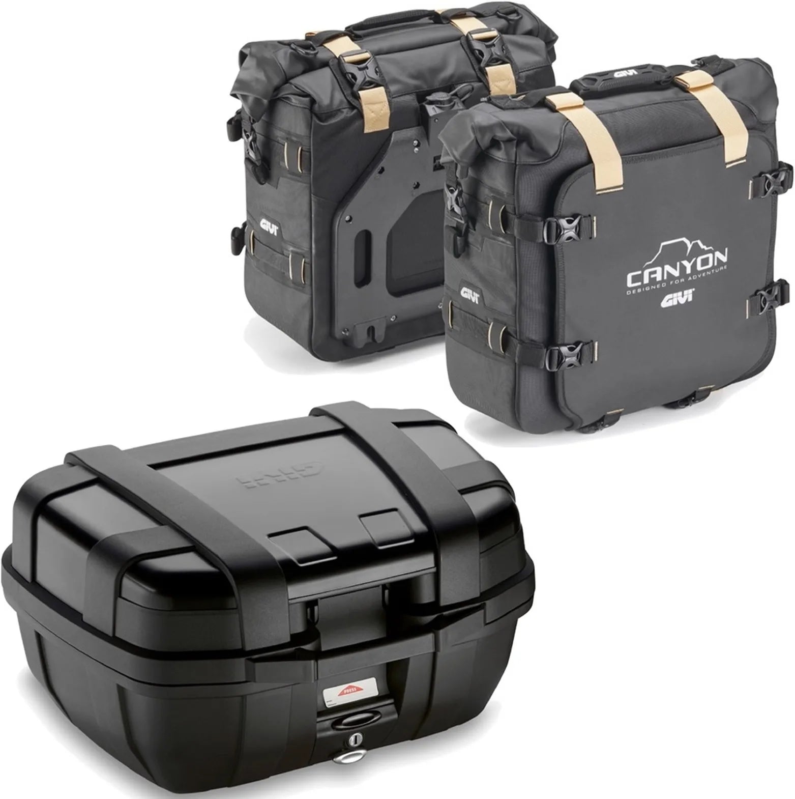 Bauletto + Borse Laterali Trekker Canyon Nero 102 Lt Trekker Canyon Plastica - Givi Compatibile Con Yamaha Mt-07 (2018-2020)