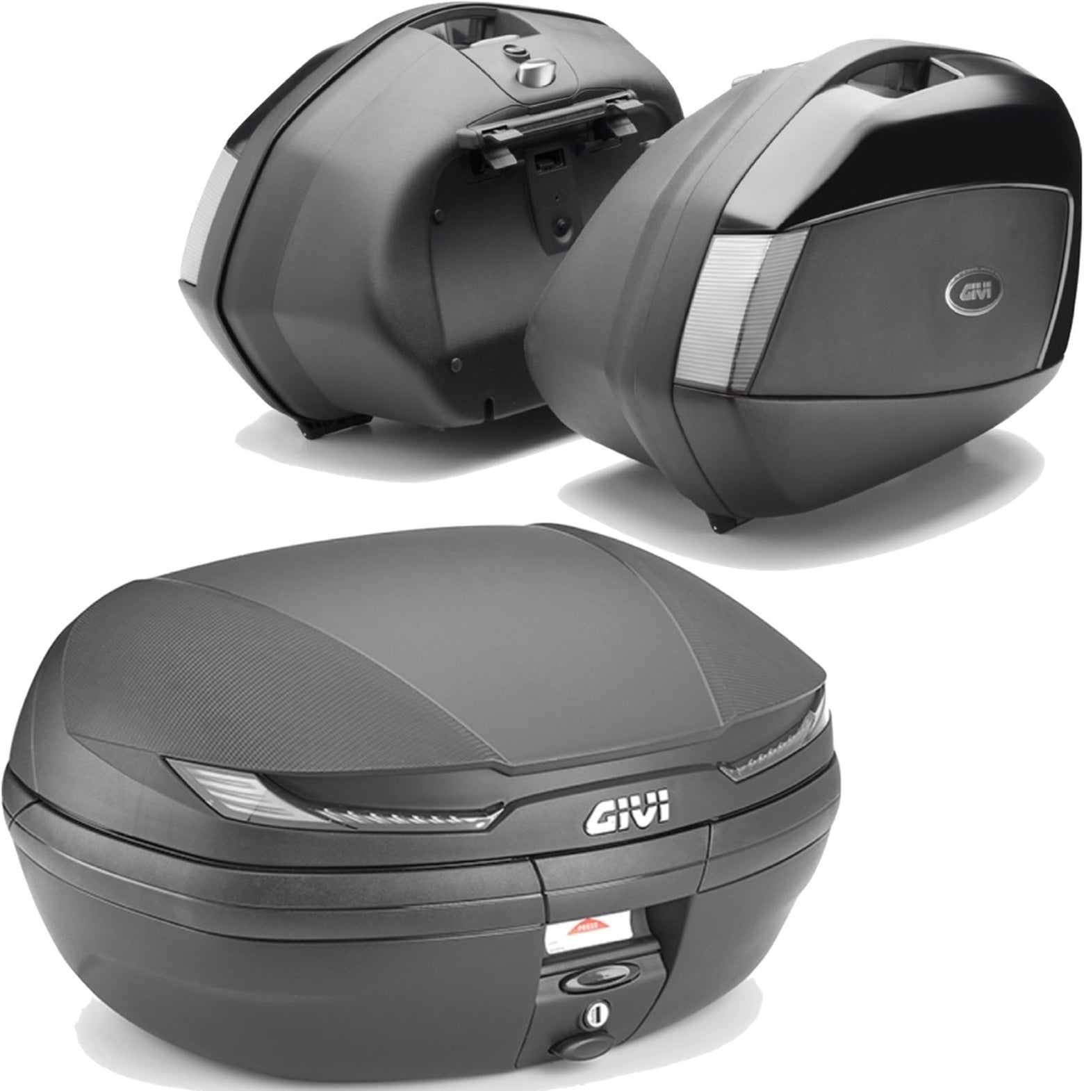 Arena Black Tech Top Case + Side Cases - 110 Lt Arena Technopolymer - Givi Compatible With Kawasaki Versys 650 (2015-2021)
