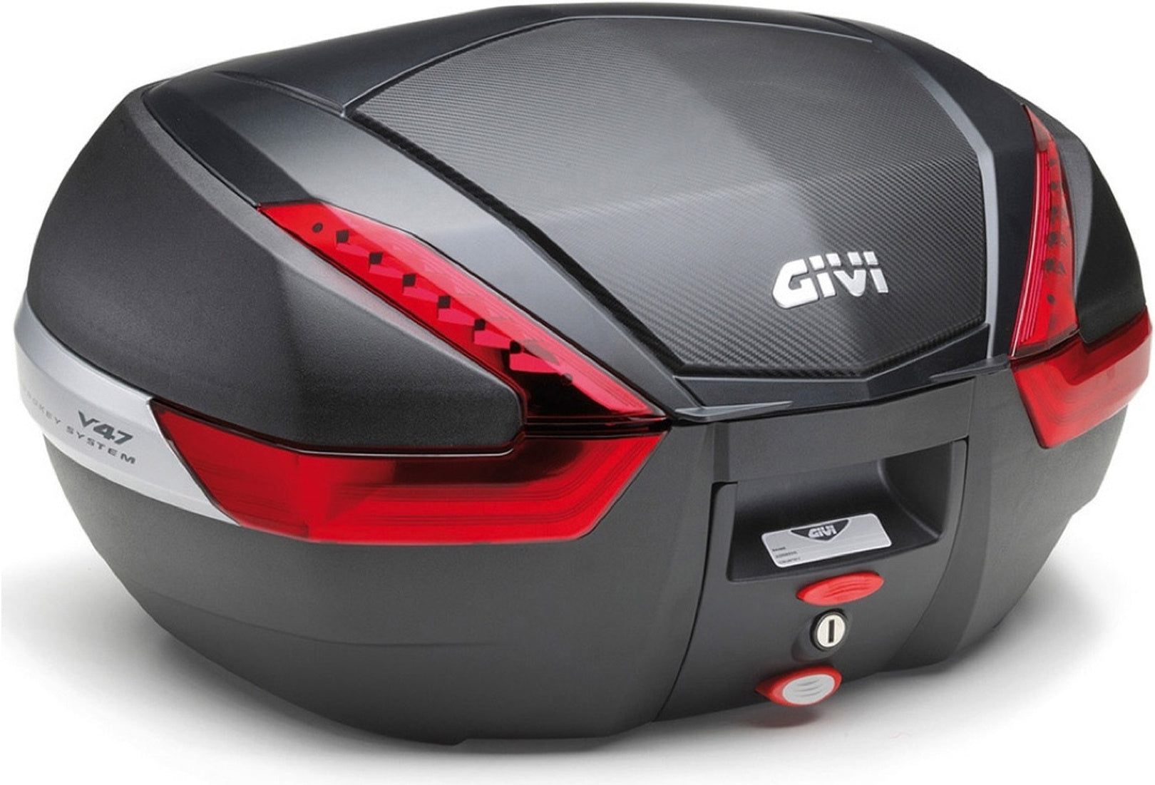Monokey Carbon Look Top Case - 47 Lt 6Kg Technopolymer - Givi Compatible With Kove Moto 510 X (2024)