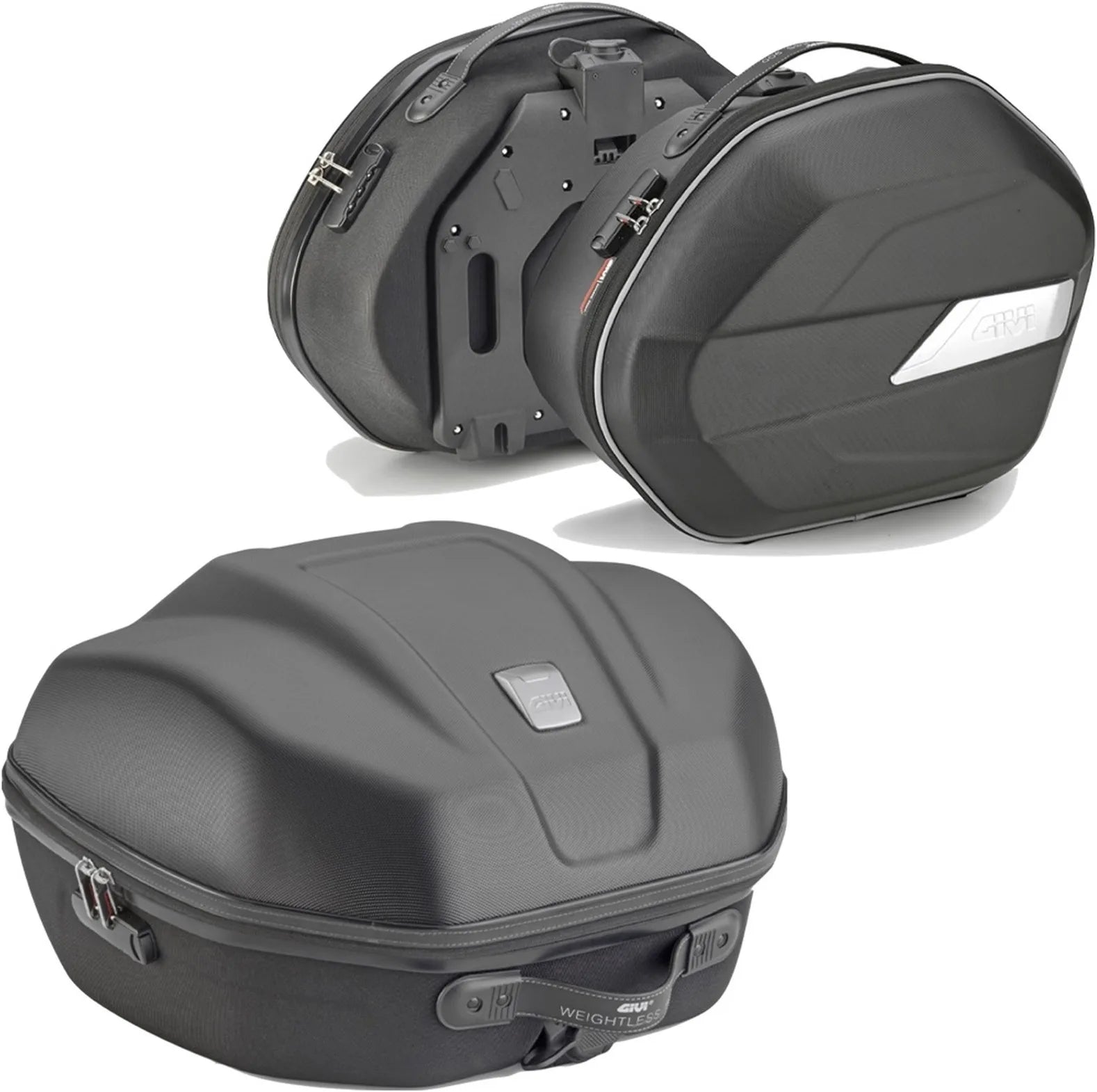 Bauletto + Borse Laterali Nero 84 Lt Plastica - Givi Compatibile Con Yamaha Fz-6 - Fazer (2004-2006)