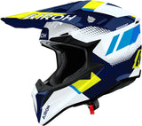 Off-Road Motorcycle Helmet Airoh Wraaap - Wrav31 Thermoplastic Hrt Yellow Blue Matte Vision Size Xl