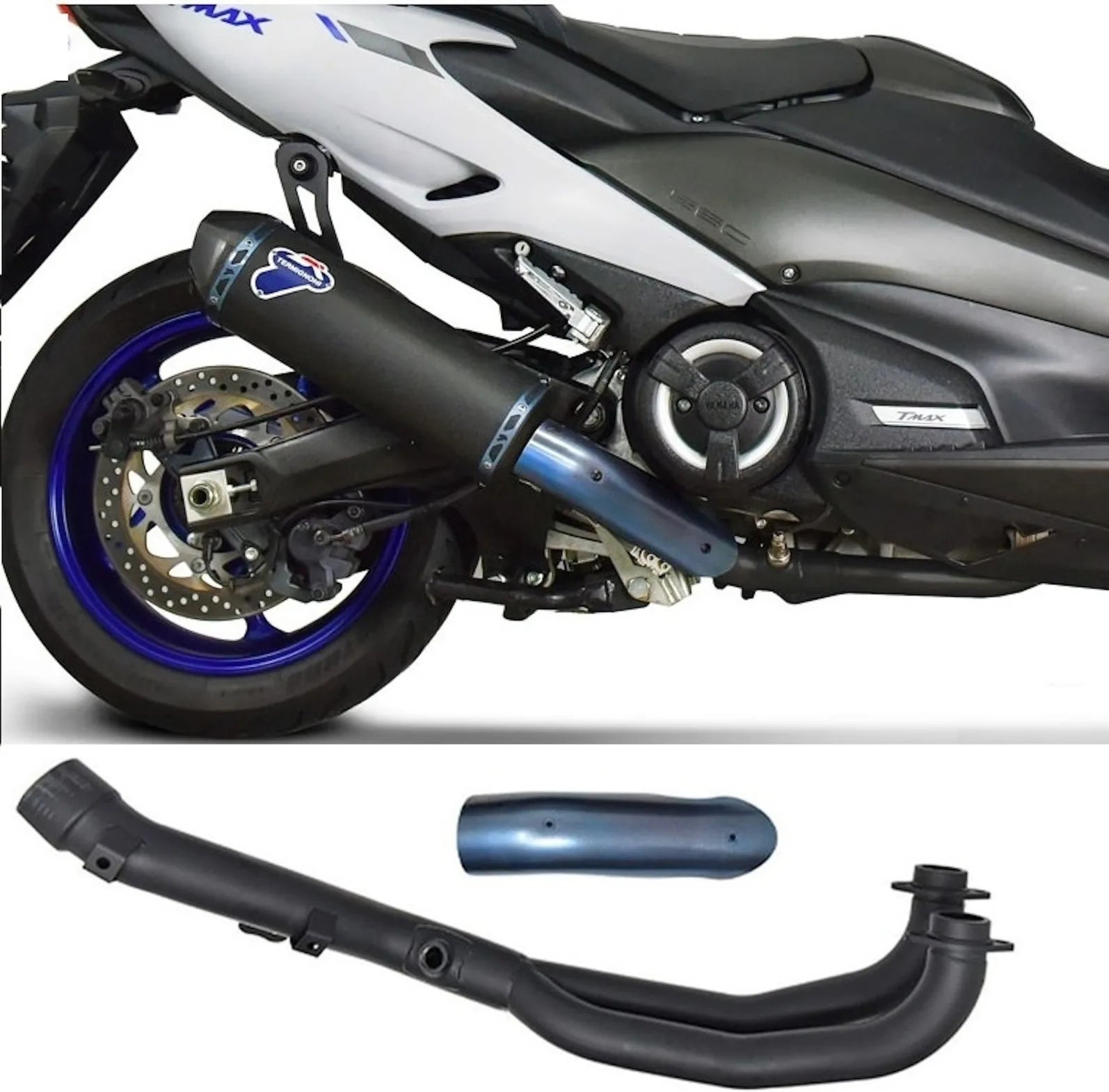 Impianto Di Scarico Completo Senza Omologazione Suono Scream Titanio Nero Coppa Carbonio - Termignoni Compatibile Con Yamaha Xp 560 T-Max Rc (2017-2023)