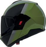 Flip-Up Travelling Motorcycle Helmet Nolan N120-1 Metallic Green / Black / Grey Verniciatura Speciale 354 Size Xxl