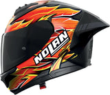 Casco Integrale Speeding Per Moto Nolan N60-6 Sport Nero / Rosso / Arancione / Giallo Replica Iannone 360 Taglia Xs