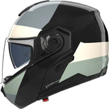 Flip-Up Travelling Motorcycle Helmet Nolan N90-3 06 Black / Ivory / Anthracite / Green Grey Blocco 354 Size Xl